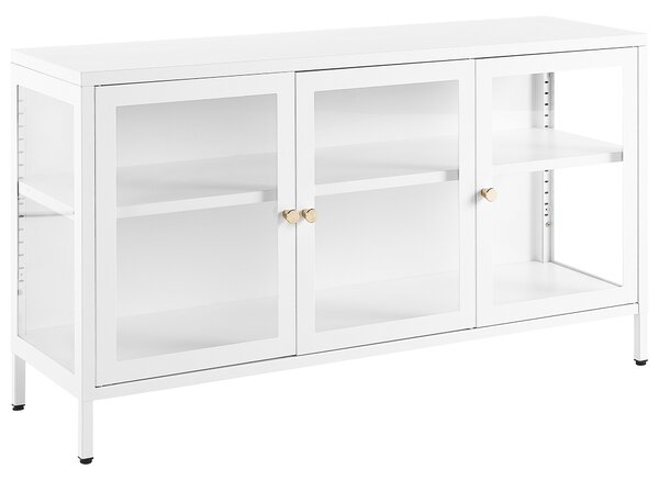 Prosklená komoda NEWPORT 115 cm Kov Bílá
