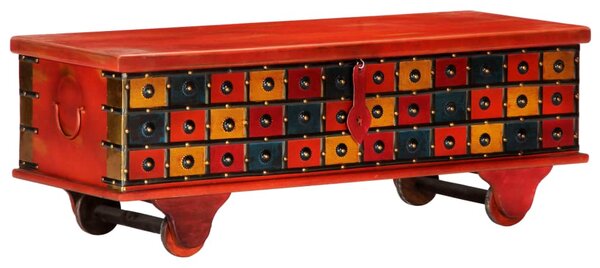Úložný box červený 110 x 40 x 40 cm masivní akáciové dřevo