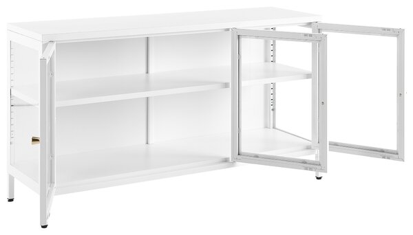 Prosklená komoda NEWPORT 115 cm Kov Bílá
