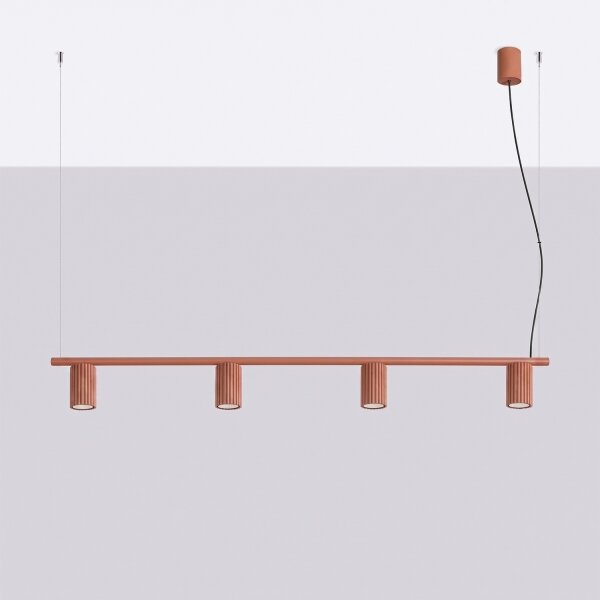 Sollux SL.2715 - Lustr na lanku KARBON 4xGU10/10W/230V oranžová