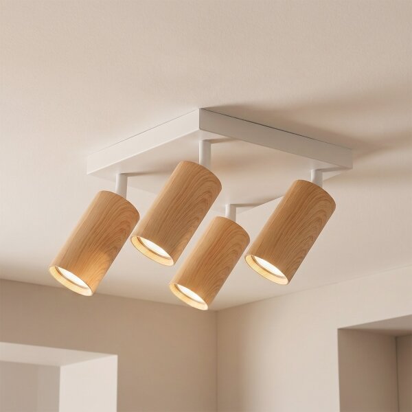 Brilagi - Bodové svítidlo SELE SQUARE 4xGU10/30W/230V bílá/dekor dubu