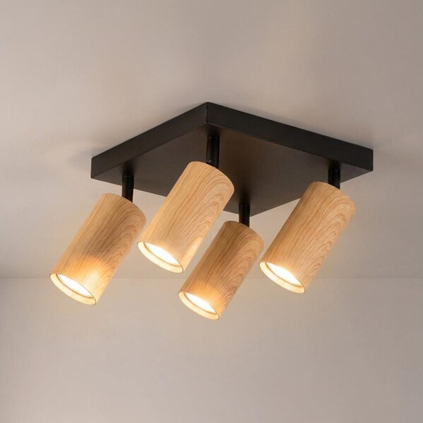 Brilagi - Bodové svítidlo SELE SQUARE 4xGU10/30W/230V černá/dekor dubu