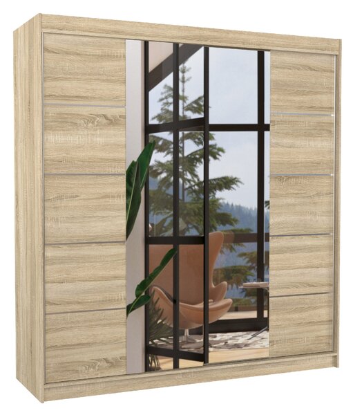 ADRK Šatní zrcadlová skříň posuvná DALMATIA S 200, dub sonoma