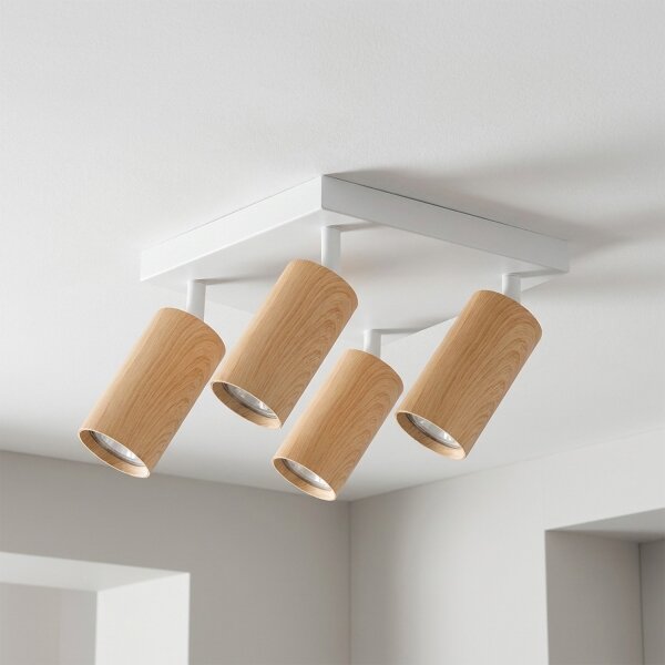 Brilagi - Bodové svítidlo SELE SQUARE 4xGU10/30W/230V bílá/dekor dubu
