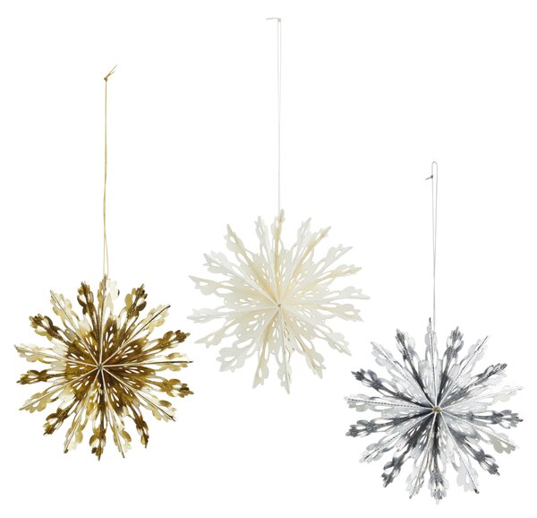 Papírové vánoční ozdoby Snowflakes – set 3 ks