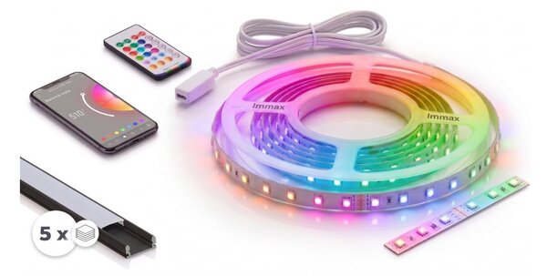 SADA 1x LED RGBW Pásek NEO LITE LED/24W/230V 5 m IP65 Wi-Fi + 5x profil 1 m + DO