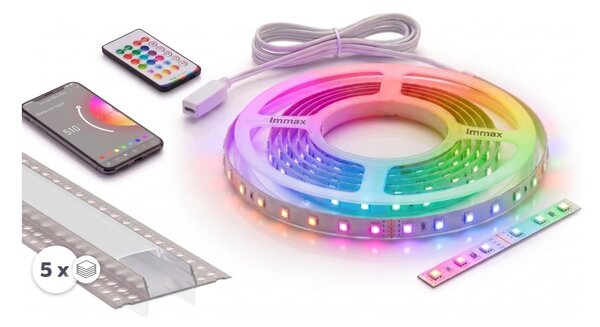 SADA 1x LED RGBW Pásek NEO LITE LED/24W/230V 5 m IP65 Wi-Fi + 5x profil 1 m + DO