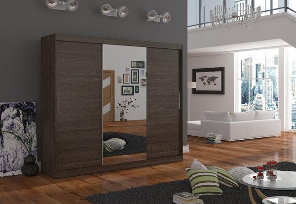 ADRK Šatní zrcadlová skříň posuvná DENIS CH 250, choco