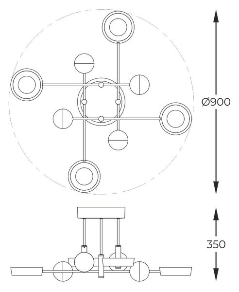 Zuma Line MX7170-8-3BGT LED přisazené stropní svítidlo LARA | 55W integrovaný LED zdroj | 3000K