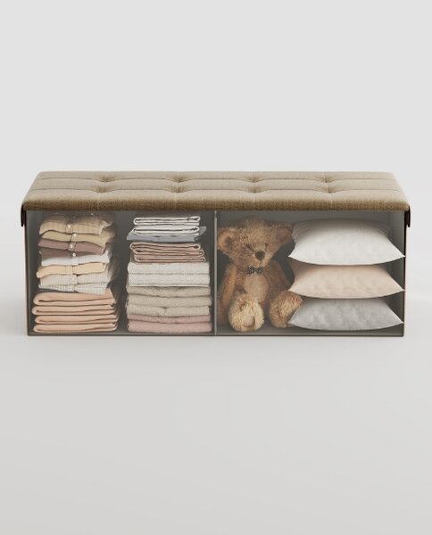 Taburet s úložným prostorem OTTOMAN 110x38 cm, světle hnědý