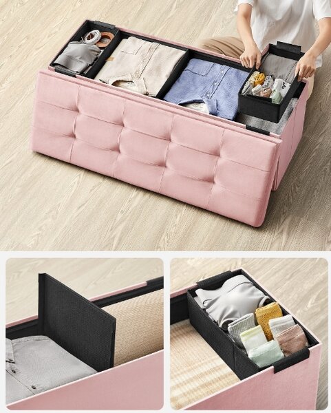 Taburet s úložným prostorem OTTOMAN 110x38 cm, růžový
