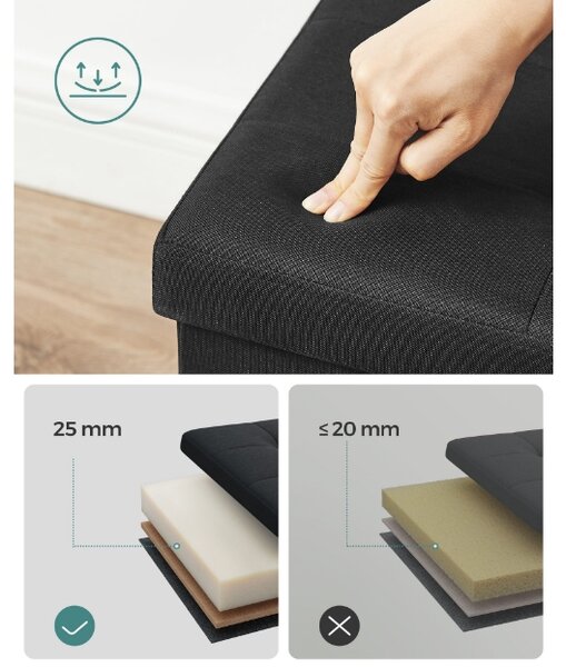 Taburet s úložným prostorem OTTOMAN 110x38 cm, černý