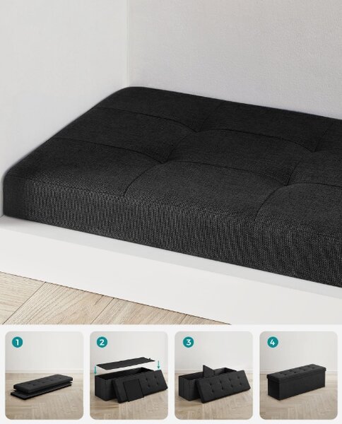 Taburet s úložným prostorem OTTOMAN 110x38 cm, černý
