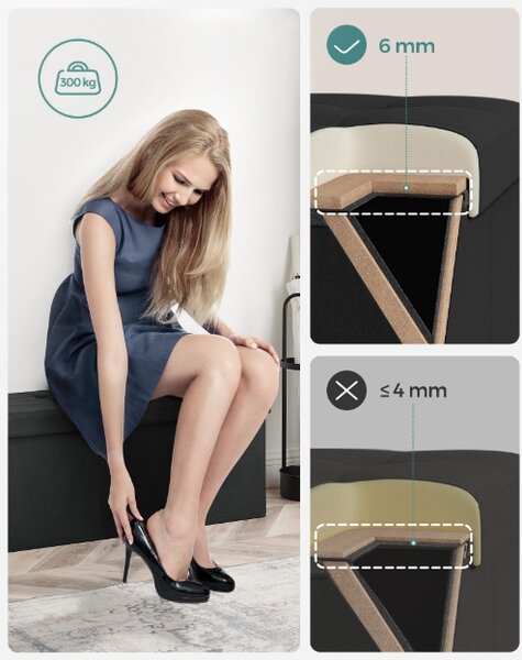 Taburet s úložným prostorem OTTOMAN 110x38 cm, černý