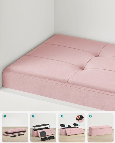 Taburet s úložným prostorem OTTOMAN 110x38 cm, růžový