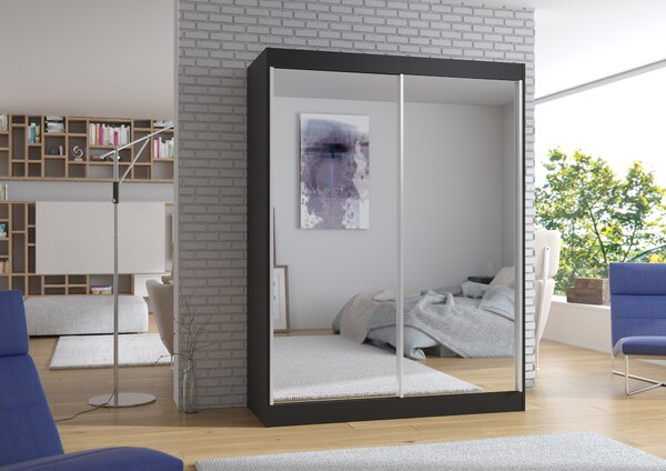 ADRK Šatní zrcadlová skříň posuvná FLOREST B 150, černá