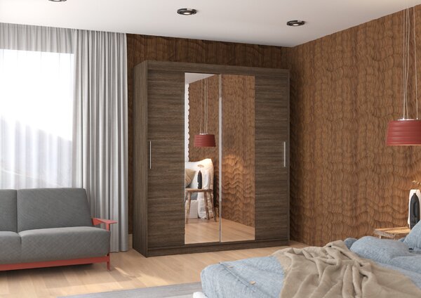 ADRK Šatní zrcadlová skříň posuvná DALLAS CH 180, choco