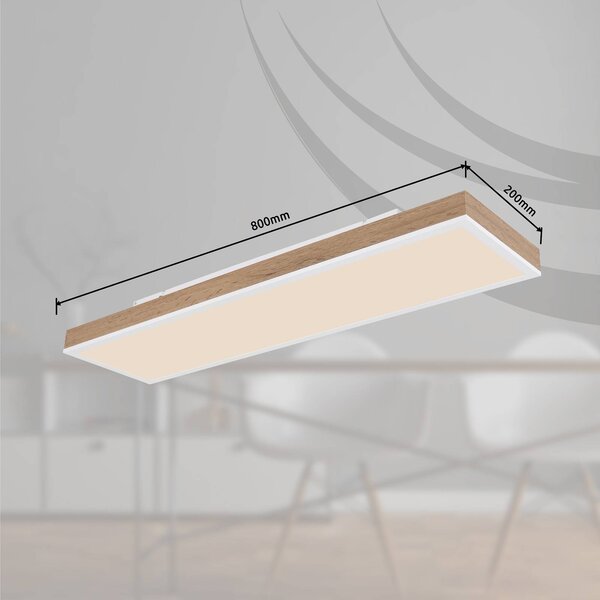 Globo LED stropní svítidlo Doro, délka 80 cm, tmavé dřevo,, stmívatelný, Tmavé dřevo, Obývací pokoj / jídelna, Dřevo, Moderní