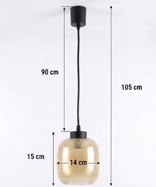 Brilagi - LED Lustr na lanku R GLASS 1xE27/60W/230V pr. 14 cm černá/kouř hnědá