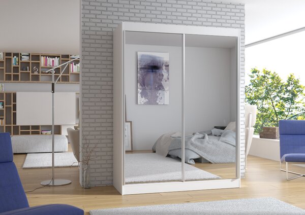 ADRK Šatní zrcadlová skříň posuvná FLOREST W 150, bílá