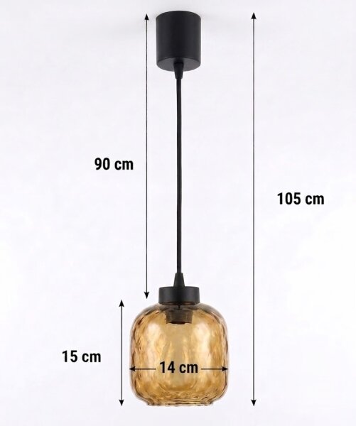 Brilagi - LED Lustr na lanku R GLASS 1xE27/60W/230V pr. 14 cm černá/kouř hnědá