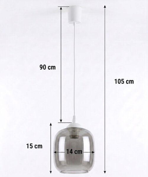Brilagi - LED Lustr na lanku RETRO GLASS 1xE27/60W/230V pr. 14 cm bílá/kouř šedá