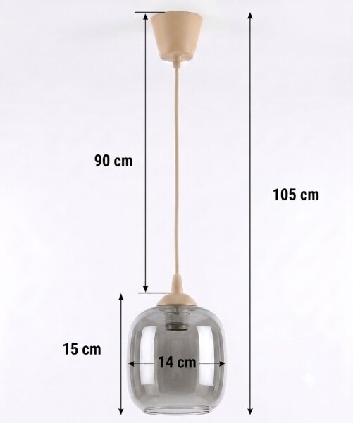 Brilagi - LED Lustr na lanku R GLASS 1xE27/60W/230V pr. 14 cm béžová/kouř šedá