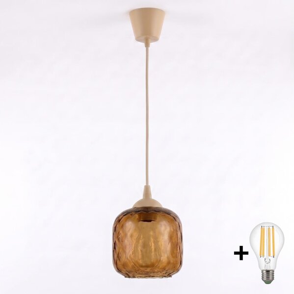 Brilagi - LED Lustr na lanku R GLASS 1xE27/60W/230V pr. 14 cm béžová/kouř hnědá