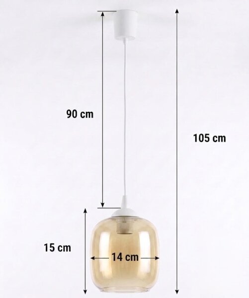 Brilagi - LED Lustr na lanku R GLASS 1xE27/60W/230V pr. 14 cm bílá/kouř hnědá