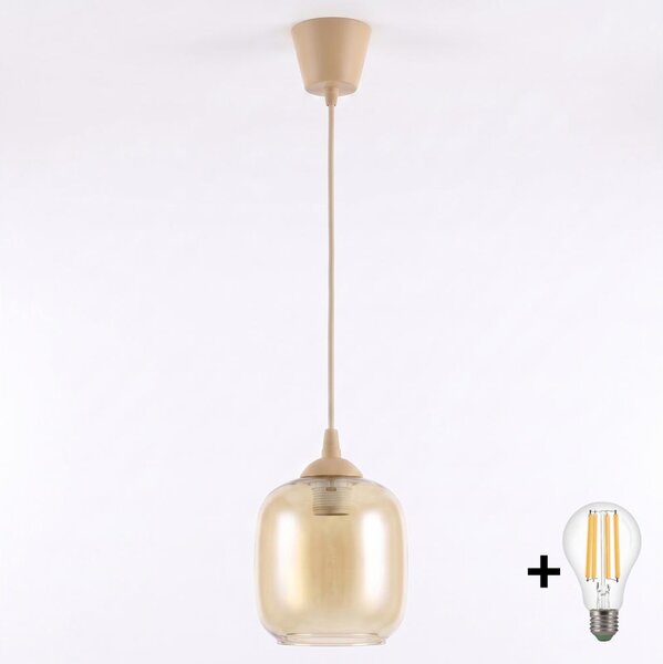 Brilagi - LED Lustr na lanku R GLASS 1xE27/60W/230V pr. 14 cm béžová/kouř hnědá
