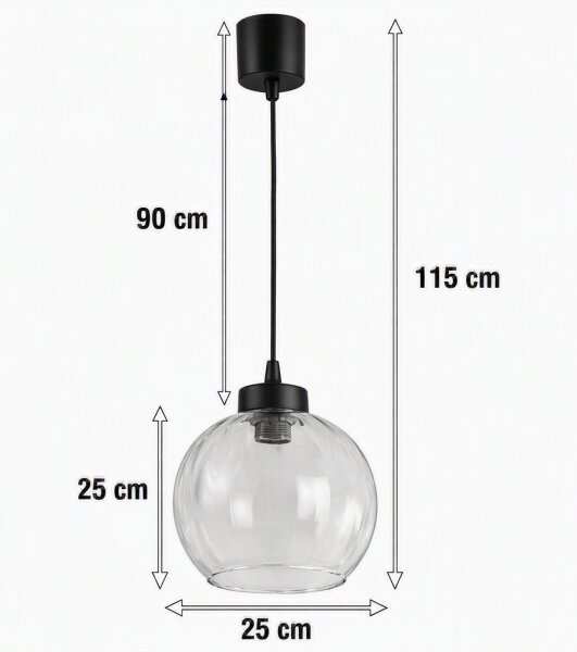 Brilagi - LED Lustr na lanku RETRO GLASS 1xE27/60W/230V pr. 25 cm černá/čirá
