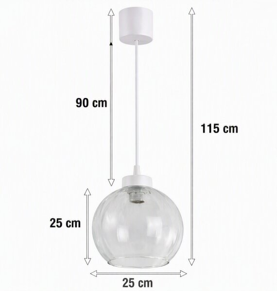 Brilagi - LED Lustr na lanku RETRO GLASS 1xE27/60W/230V pr. 25 cm bílá/čirá