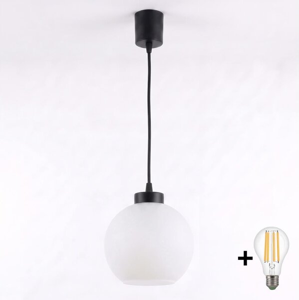 Brilagi - LED Lustr na lanku RETRO GLASS 1xE27/60W/230V pr. 15 cm černá/bílá
