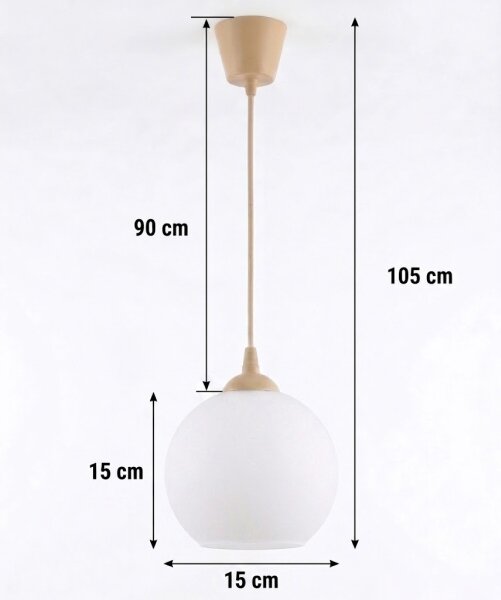 Brilagi - LED Lustr na lanku RETRO GLASS 1xE27/60W/230V pr. 15 cm béžová/bílá