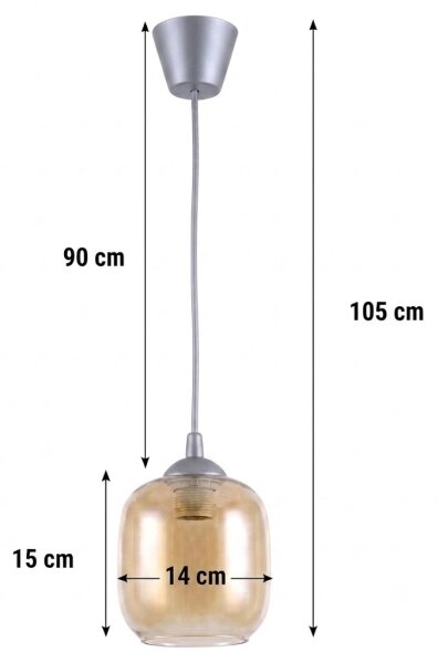 Brilagi - LED Lustr na lanku GLASS 1xE27/60W/230V pr. 14 cm stříbrná/kouř hnědá