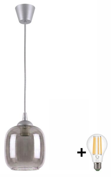 Brilagi - LED Lustr na lanku R GLASS 1xE27/60W/230V pr. 14 cm stříbrná/kouř šedá
