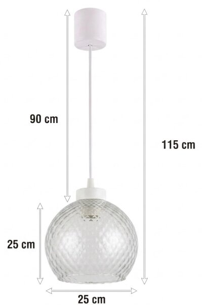 Brilagi - LED Lustr na lanku RETRO GLASS 1xE27/60W/230V pr. 25 cm bílá/kouř šedá