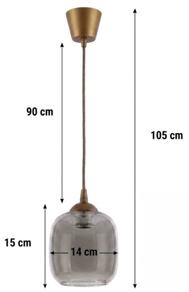 Brilagi - LED Lustr na lanku R GLASS 1xE27/60W/230V pr. 14 cm hnědá/kouř šedá