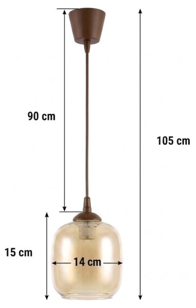 Brilagi - LED Lustr na lanku R GLASS 1xE27/60W/230V pr. 14 cm hnědá/kouř hnědá