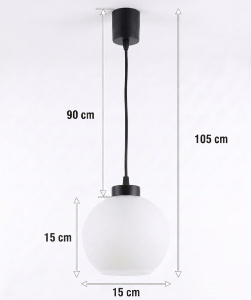 Brilagi - LED Lustr na lanku RETRO GLASS 1xE27/60W/230V pr. 15 cm černá/bílá
