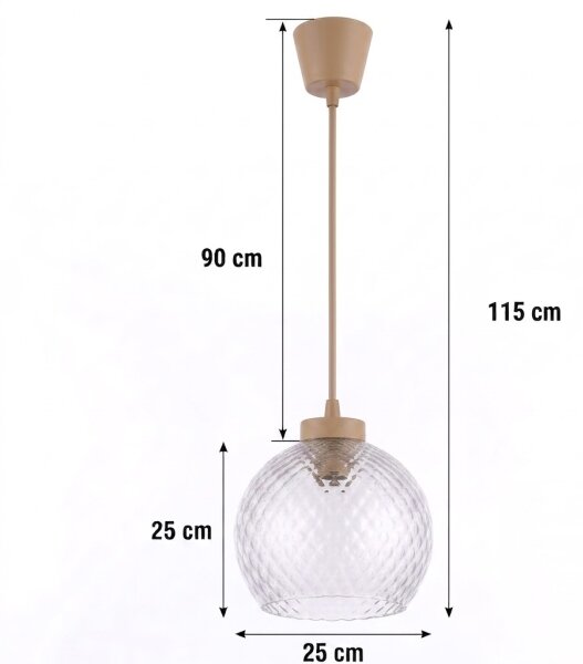 Brilagi - LED Lustr na lanku R GLASS 1xE27/60W/230V pr. 25 cm béžová/kouř šedá