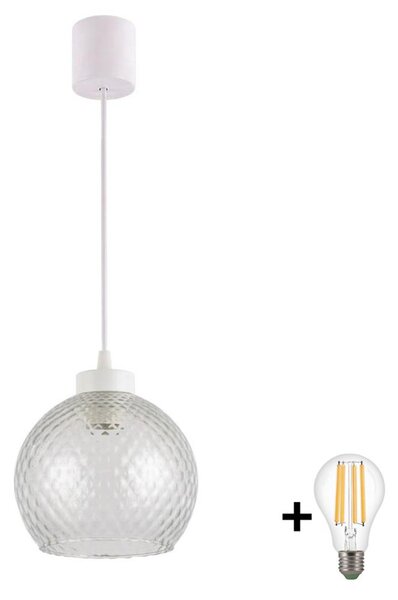 Brilagi - LED Lustr na lanku RETRO GLASS 1xE27/60W/230V pr. 25 cm bílá/kouř šedá
