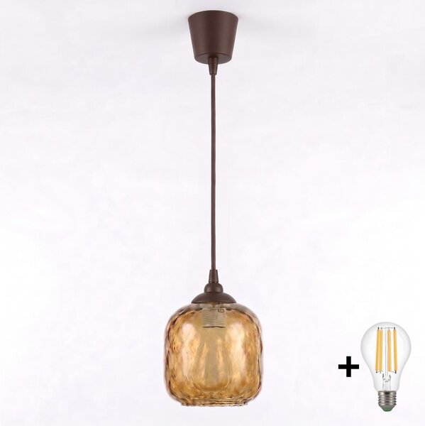 Brilagi - LED Lustr na lanku R GLASS 1xE27/60W/230V pr. 14 cm hnědá/kouř hnědá