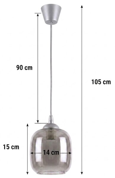 Brilagi - LED Lustr na lanku R GLASS 1xE27/60W/230V pr. 14 cm stříbrná/kouř šedá