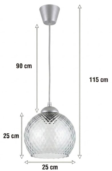 Brilagi - LED Lustr na lanku R GLASS 1xE27/60W/230V pr. 25 cm stříbrná/kouř šedá