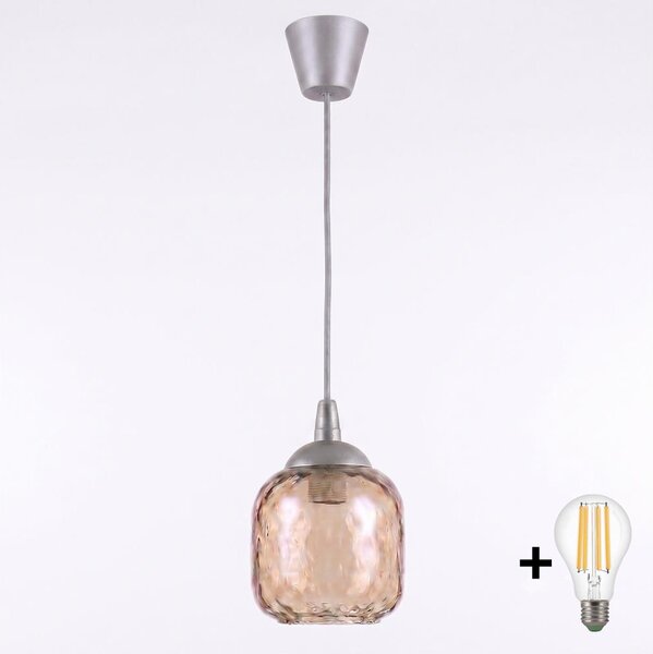 Brilagi - LED Lustr na lanku GLASS 1xE27/60W/230V pr. 14 cm stříbrná/kouř hnědá