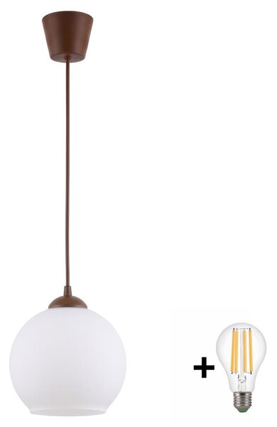 Brilagi - LED Lustr na lanku RETRO GLASS 1xE27/60W/230V pr. 15 cm hnědá/bílá