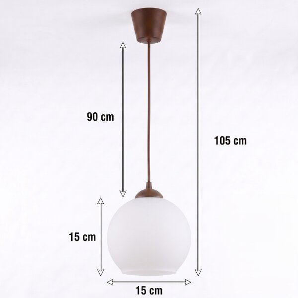 Brilagi - LED Lustr na lanku RETRO GLASS 1xE27/60W/230V pr. 15 cm hnědá/bílá