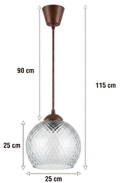 Brilagi - LED Lustr na lanku R GLASS 1xE27/60W/230V pr. 25 cm hnědá/kouř šedá
