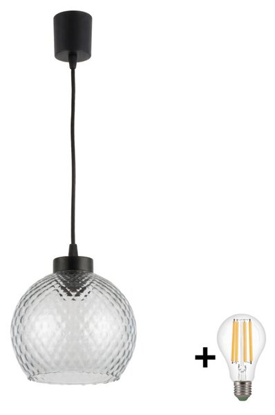 Brilagi - LED Lustr na lanku R GLASS 1xE27/60W/230V pr. 25 cm černá/kouř šedá